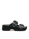 Leather Women's Flat Sandals Flatforms Black