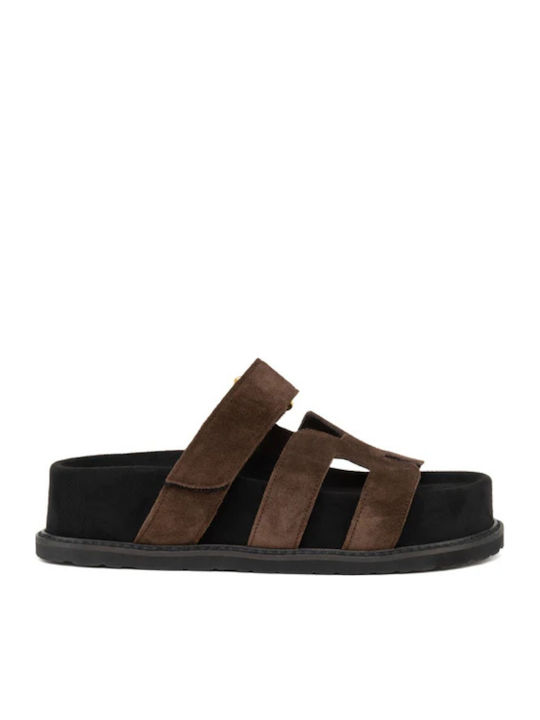 Komis & Komis Damen Flache Sandalen Braun