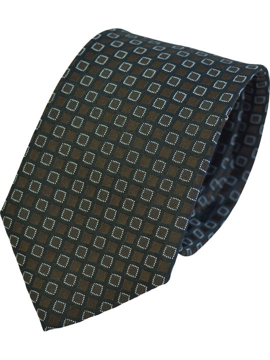 Makis Tselios Fashion Men's Silk Tie Printed Brown Color