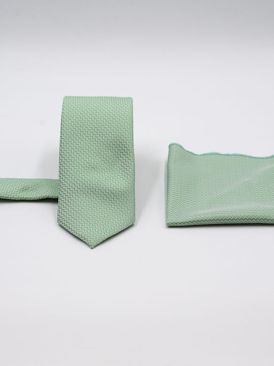 Venturi Men's Tie Set with Printed Pattern in Turquoise Color