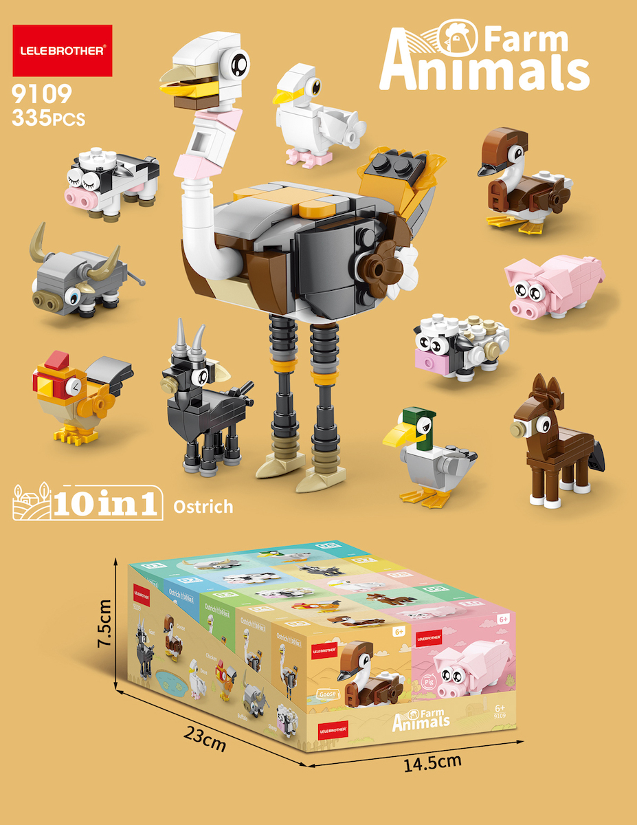 Lele Brother Cuburi de Construit 10 in 1 Animale Building Blocks