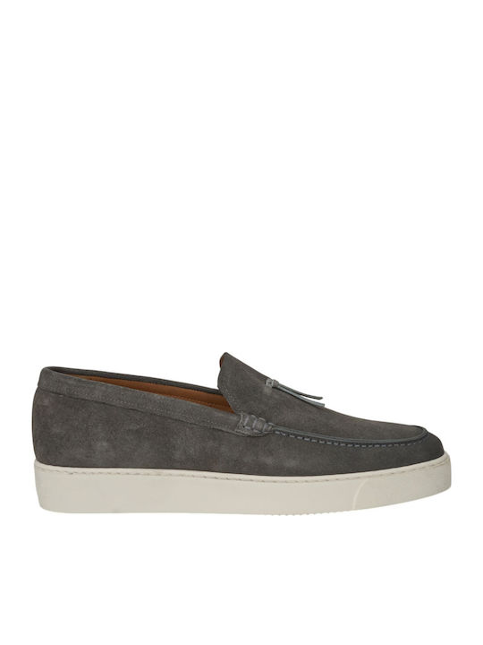 Leather Men's Loafers in Gray Colour