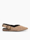 Suede Women's Ballerina Shoes Slingback With Strap In Beige Color