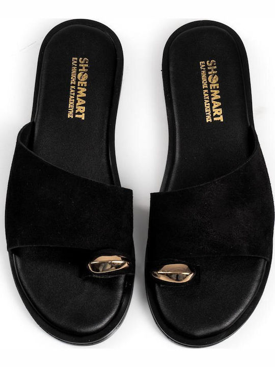 The Shoemart Δερμάτινα Γυναικεία Σανδάλια Μαύρα