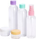Travel Set 6 Pieces Transparent Necessaire Bottles Jars Transparent Colored Caps