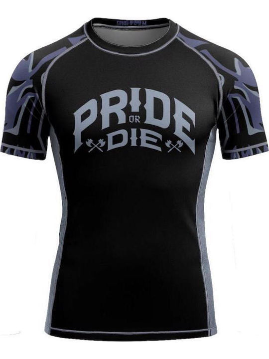PrideOrDie Ανδρική Κοντομάνικη Μπλούζα POD299 για Jiu-Jitsu Μαύρη