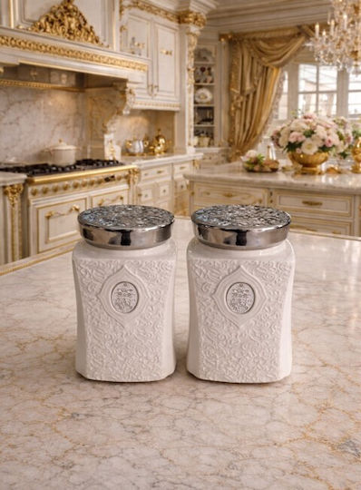 Galifas Set 2 Stück Lebensmittelgläser für Zucker / Kaffee mit Keramikdeckel Braun 9x17cm