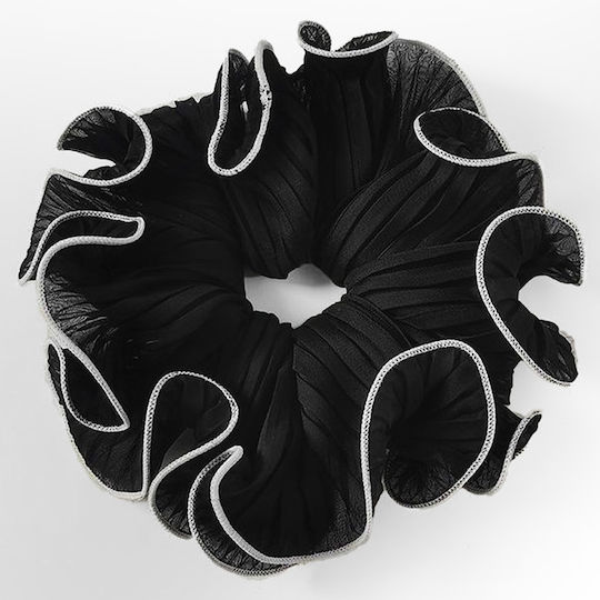 Avizar Scrunchie Froufrou Maxi Hair In Soft Black Vaporous Fabric Black