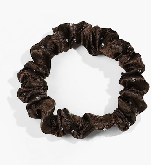 Avizar Klassischer Samt Scrunchy Haar In Satin Geknöpft Diamant Chic Braune