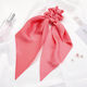 Avizar Scrunchie Eșarfă Lungă Păr Satin Nod Dublu Zburător Roz Coral Coral