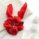 Avizar Scrunchie Short Scarf Hair In Satin Butterfly Elegant Red Red