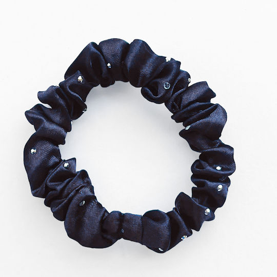 Avizar Classic Scrunchie Hair In Satin Pleated Diamant Chic Blue Blue