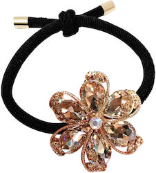 Avizar Casual Haargummis Glänzende Blume In Veredeltem Rhinestone Beiges