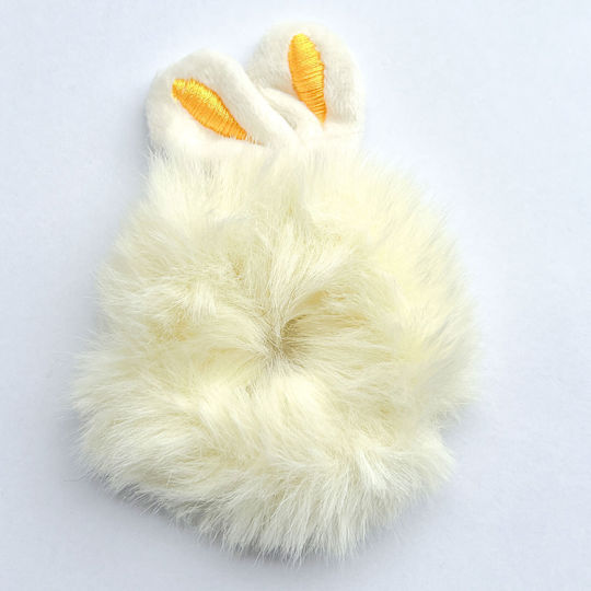Avizar Klassischer Samt Scrunchy Flauschiges Haar Beiges Kaninchenohren Beiges