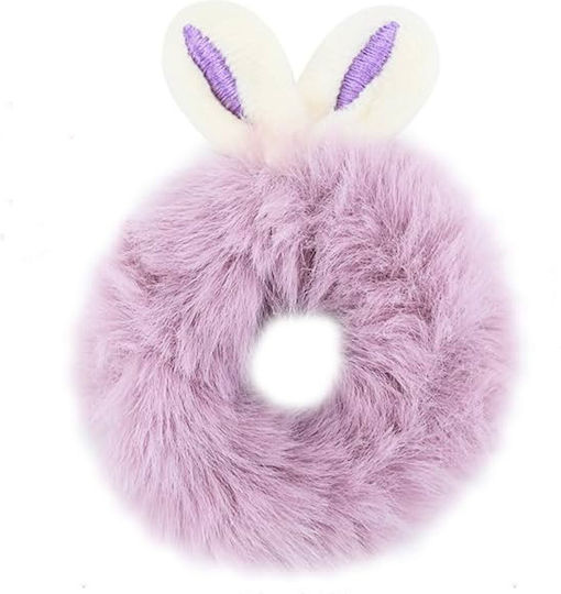Avizar Класически Ластик За Коса Scrunchie Пухкав Лилав С Заешки Ушички Лилав