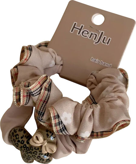 Avizar Set 3 Scrunchies Casual Nod de Păr Irisé Charms Minimalist Bej Bej