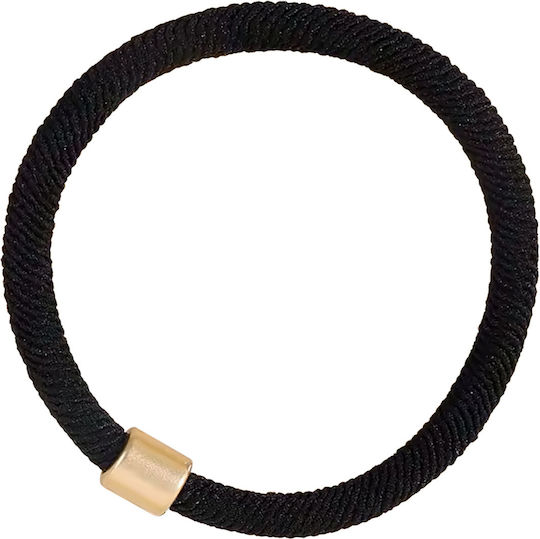 Avizar Elastische Gedrehte Haargummis Gold Spitze Minimalistisch Schwarz Schwarz