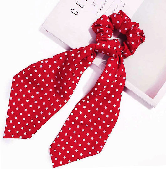 Avizar Scrunchie Eșarfă Lungă Pentru Păr În Roșu Casual Cu Buline Roșii