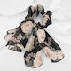 Avizar Scrunchie Scarf Hair In Thick Veil Maxi Floral Bohème Chic Noir Black
