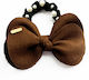 Avizar Scrunchie Elegant Hair In Satin Bow Pearls Refined Brown Brown