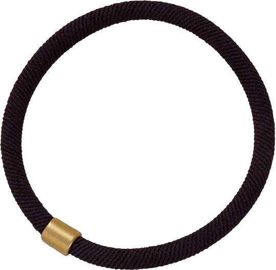 Avizar Gedrehte Elastische Haargummis Mit Goldener Spitze Minimalistisch Dunkelbraun