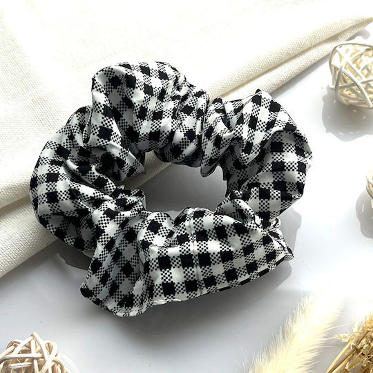 Avizar Classic Scrunchie Vichy Bumbac Păr Vintage Negru Alb Negru