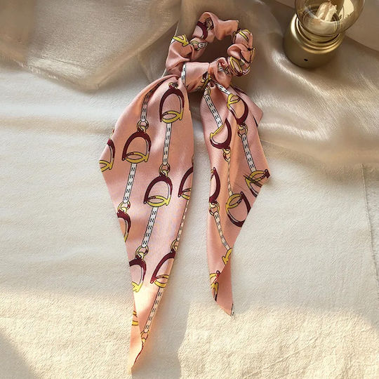 Avizar Scrunchy Langes Haarband Mit Barock Druck Satin In Rosa Pink