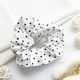 Avizar Scrunchie Clasic Pentru Păr Din Bumbac Moale Retro Chic Maro Cu Buline Albe