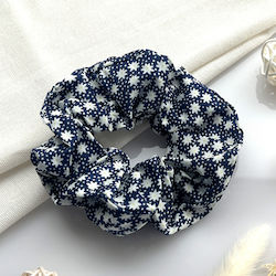 Avizar Scrunchie Clasic Pentru Păr Din Material Moale Cu Flori Delicat Albastru Marin Albastru Marin