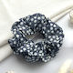 Avizar Classic Scrunchie Hair In Soft Flowered Fabric Delicate Navy Blue Navy Blue