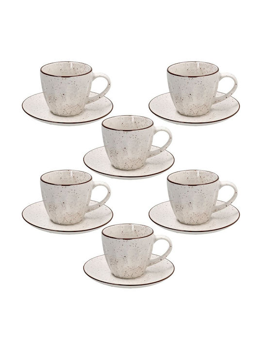 Tognana Coffee Cups Set Made of Beige Porcelain 6 Pieces