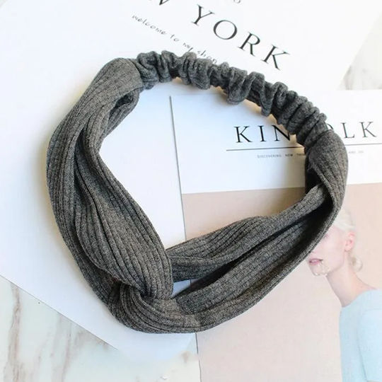 Avizar Gekreuztes Stirnband Haar In Solidem Rippstrick Mesh Schick Dunkelgrau
