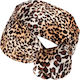 Avizar Leopard Vintage Café Printed Velvet Hair Turban Style Headband Brown