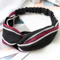 Avizar Gedrehter Haar Stirnband Aus Stoff Vintage Gestreift Schleier Schwarz Schwarz