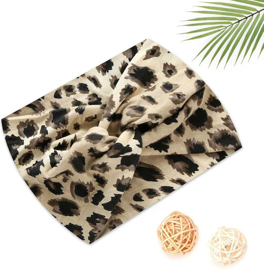 Avizar Cross Hair Banner In Soft Cotton Leopard Printed Chic Beige Beige