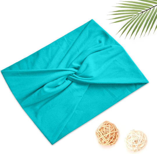 Avizar Crossed Headband Hair In Soft Cotton Refined Solid Turquoise Turquoise