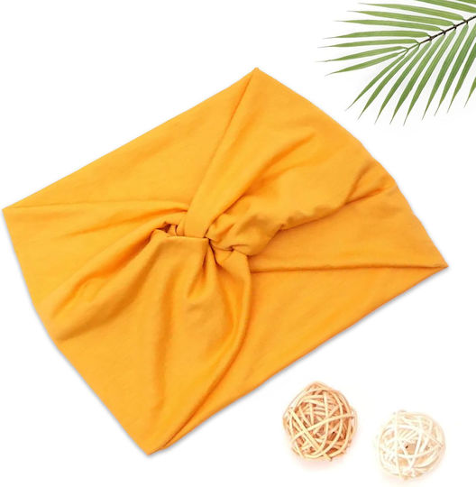 Avizar Crossed Headband Hair In Saffron Yellow Soft Solid Cotton Yellow