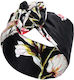 Avizar Banner Style Turban Hair In Flowered Cotton Spring Black Black