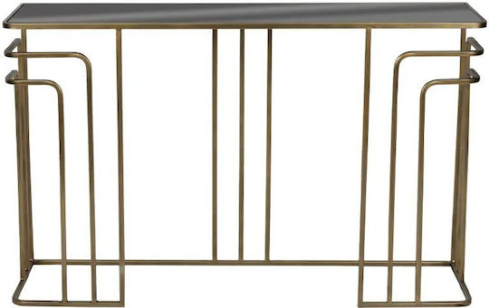 Metal Console Table with Gold Glass Surface L120xW32xH75cm