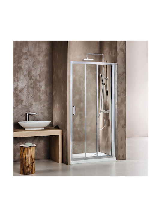 Axis Triple Slider Fixed Side Shower Stall 127-131x185cm Clean Glass Chrome