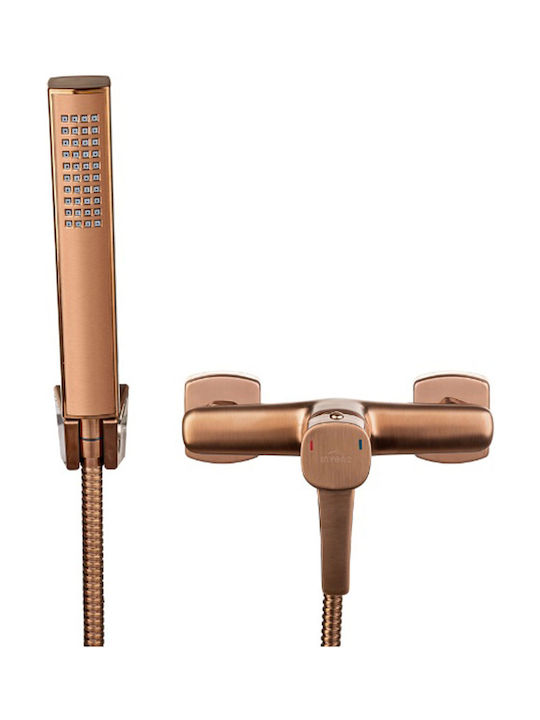 Invena Built-in Mixer Phone & Shower Head Set for Shower Copper