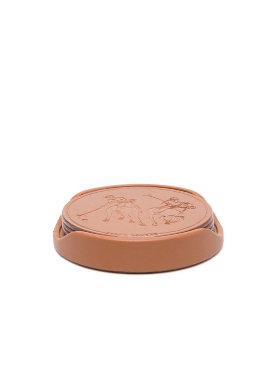 Ralph Lauren Artificial Leather Brown Coaster 4 Pieces