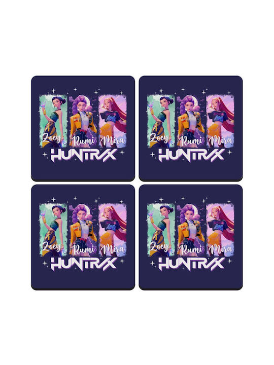 Koupakoupa Huntr X K-pop Girl Group Coaster Wooden KP 33225 Coaster Square 4 Pieces