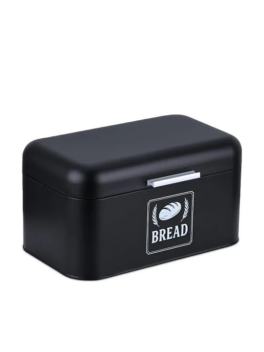 Relaxdays Bread Box with Lid Metallic Black 16....