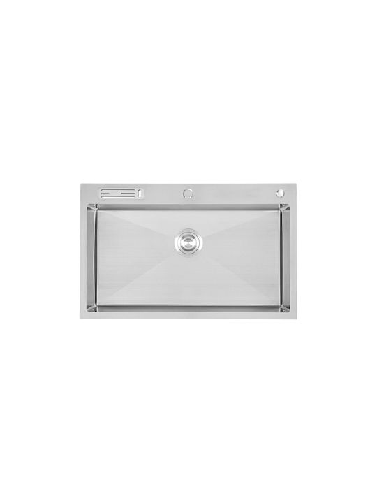 Hydra Vessel Kitchen Sink Inox Satin M80xW50cm Silver