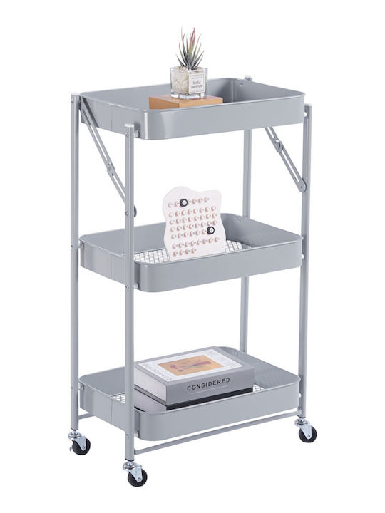 Ankor Metal Kitchen Trolley 3 Tiers Gray 46x29x...