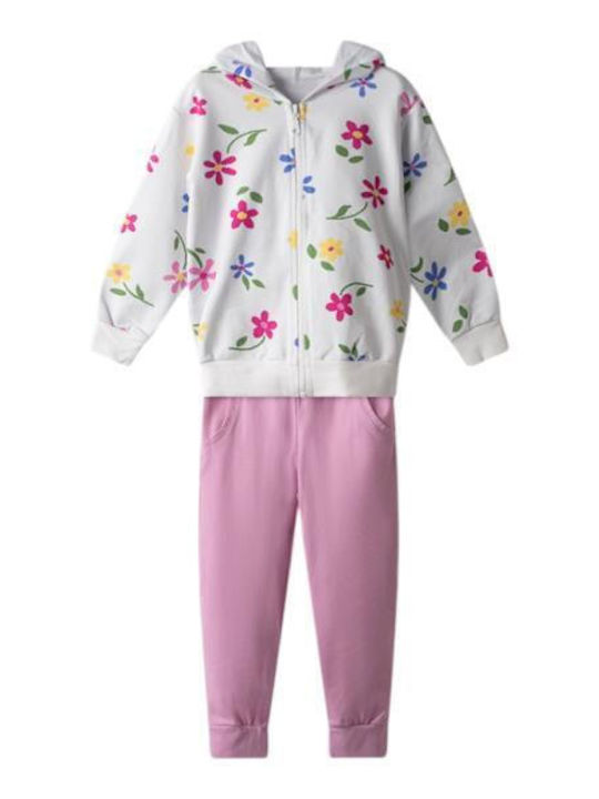 Kids Sweatpants Set White Floral
