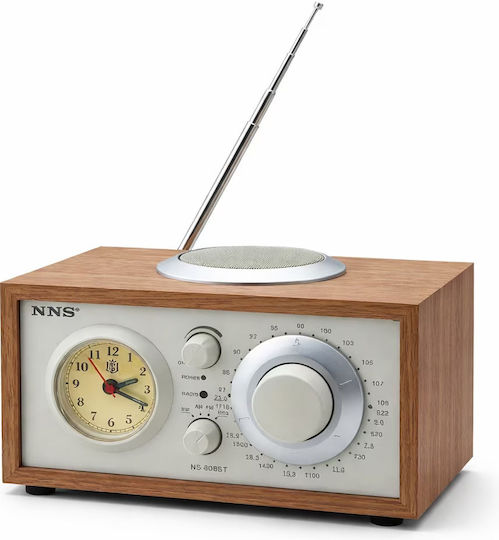 NS‑808BT-B Retro Φορητό Ραδιόφωνο Επαναφορτιζόμενο με Bluetooth και USB Καφέ