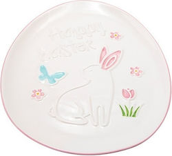Ceramic Easter Plate Rabbit White-Pink 20.4x20.4cm 818-00024 – Serving & Dessert Plate