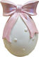 Easter Decorative Egg Polyresin White Pink Bow 7.8x12cm 818-00056 Vintage Romantic Decoration